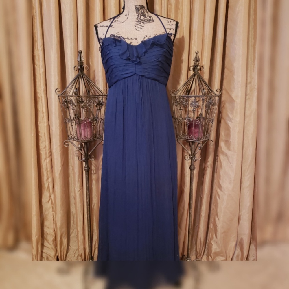 AMSALE Parisian Navy Halter Gown